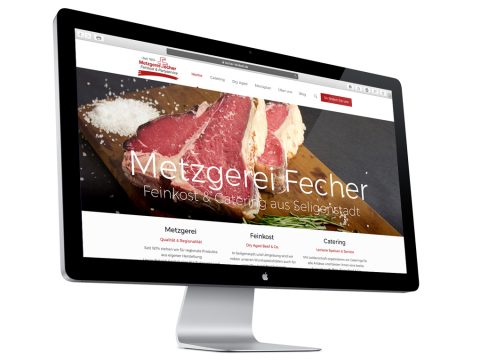 Neue Webseite der Metzgerei Fecher. Bild von einem MacBook Pro.
